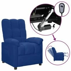 VidaXL Fauteuil inclinable électrique Bleu Tissu