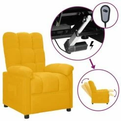 VidaXL Fauteuil inclinable électrique Jaune Tissu