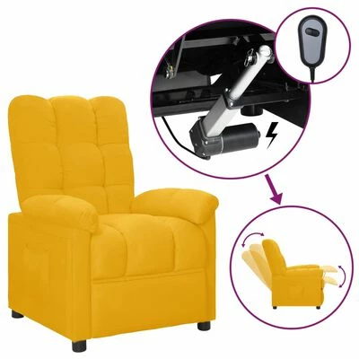 VidaXL Fauteuil inclinable électrique Jaune Tissu 3 VidaXL Fauteuil inclinable électrique Jaune Tissu