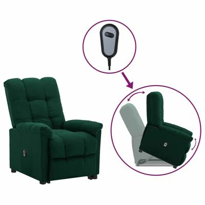 VidaXL Fauteuil inclinable Vert foncé Tissu 3 VidaXL Fauteuil inclinable Vert foncé Tissu