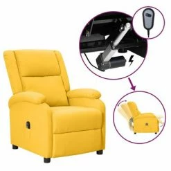VidaXL Fauteuil inclinable électrique Jaune Tissu
