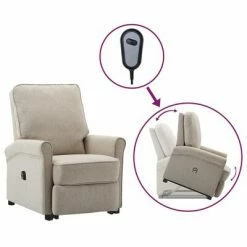 VidaXL Fauteuil inclinable Crème Tissu