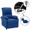 VidaXL Fauteuil inclinable électrique Bleu Tissu