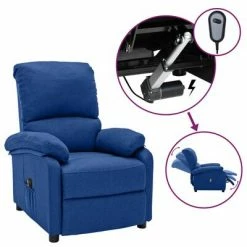 VidaXL Fauteuil inclinable électrique Bleu Tissu