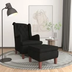 VidaXL Fauteuil avec tabouret Noir Velours 9 VidaXL Fauteuil avec tabouret Noir Velours -Fauteuils Soldes image 1 3121247