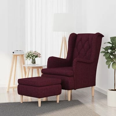 VidaXL Fauteuil avec tabouret Violet Tissu 4 VidaXL Fauteuil avec tabouret Violet Tissu – Image 2