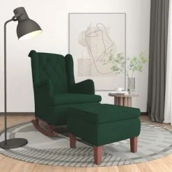 VidaXL Fauteuil avec pieds à bascule et tabouret Vert foncé Velours 9 VidaXL Fauteuil avec pieds à bascule et tabouret Vert foncé Velours -Fauteuils Soldes image 1 3121264