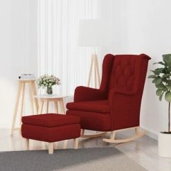 VidaXL Fauteuil avec pieds à bascule et tabouret Rouge bordeaux Tissu -Fauteuils Soldes image 1 3121275