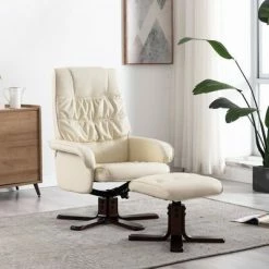 VidaXL Fauteuil inclinable avec repose-pied Crème Similicuir -Fauteuils Soldes image 1 320118