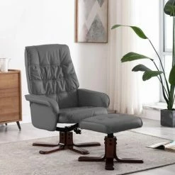 VidaXL Fauteuil inclinable avec repose-pied Gris Similicuir 9 VidaXL Fauteuil inclinable avec repose-pied Gris Similicuir -Fauteuils Soldes image 1 320120