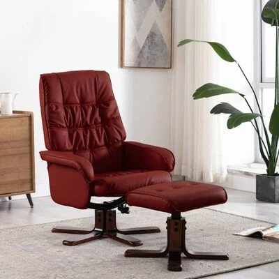 VidaXL Fauteuil inclinable avec repose-pied Rouge bordeaux Similicuir 4 VidaXL Fauteuil inclinable avec repose-pied Rouge bordeaux Similicuir – Image 2
