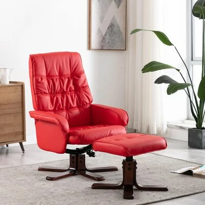 VidaXL Fauteuil inclinable avec repose-pied Rouge Similicuir 4 VidaXL Fauteuil inclinable avec repose-pied Rouge Similicuir – Image 2