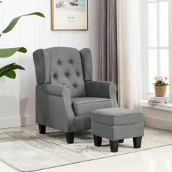 VidaXL Fauteuil avec repose-pied Gris clair Tissu -Fauteuils Soldes image 1 320151