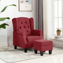VidaXL Fauteuil avec repose-pied Rouge bordeaux Tissu 9 VidaXL Fauteuil avec repose-pied Rouge bordeaux Tissu -Fauteuils Soldes image 1 320154