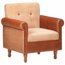 VidaXL Fauteuil Marron Cuir véritable et toile