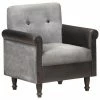 VidaXL Fauteuil Noir Cuir véritable et toile