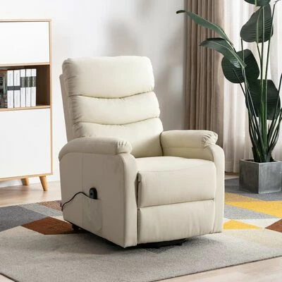 VidaXL Fauteuil inclinable Blanc crème Similicuir 4 VidaXL Fauteuil inclinable Blanc crème Similicuir – Image 2