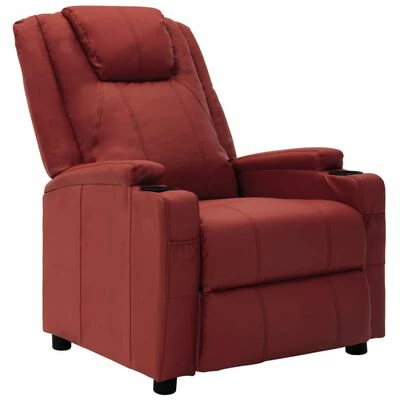 VidaXL Fauteuil inclinable Rouge bordeaux Similicuir 3 VidaXL Fauteuil inclinable Rouge bordeaux Similicuir