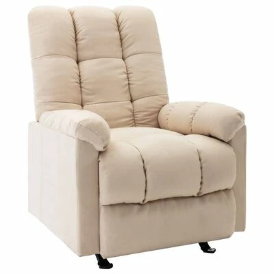 VidaXL Fauteuil inclinable Crème Tissu 3 VidaXL Fauteuil inclinable Crème Tissu
