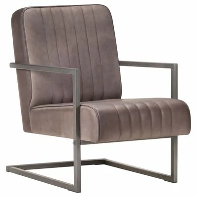 VidaXL Fauteuil cantilever Marron Cuir véritable 3 VidaXL Fauteuil cantilever Marron Cuir véritable