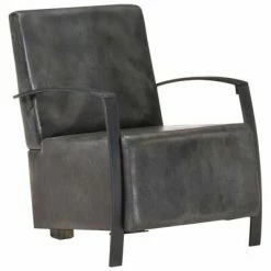 VidaXL Fauteuil Gris Cuir véritable