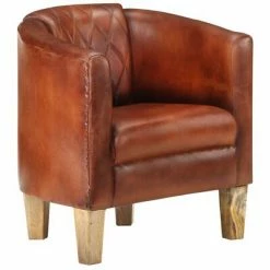 VidaXL Fauteuil Marron Cuir véritable