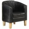 VidaXL Fauteuil Noir Cuir véritable