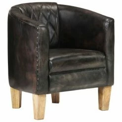 VidaXL Fauteuil Gris Cuir véritable