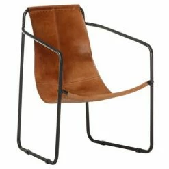 VidaXL Fauteuil de relaxation Marron Cuir véritable