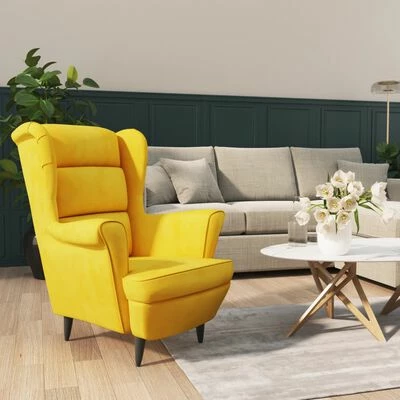 VidaXL Fauteuil Jaune moutarde Velours 4 VidaXL Fauteuil Jaune moutarde Velours – Image 2