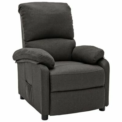 VidaXL Fauteuil inclinable Gris foncé Tissu 3 VidaXL Fauteuil inclinable Gris foncé Tissu