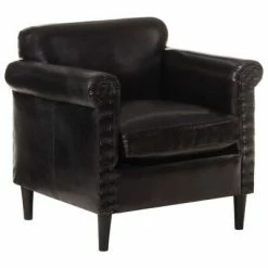 VidaXL Fauteuil Noir Cuir véritable