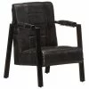 VidaXL Fauteuil 60x80x87 cm Noir Cuir de chèvre véritable