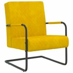 VidaXL Chaise cantilever Jaune moutarde Velours