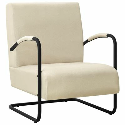 VidaXL Fauteuil Crème Tissu 3 VidaXL Fauteuil Crème Tissu