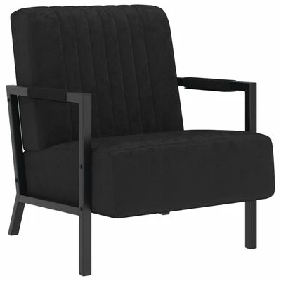 VidaXL Fauteuil Noir Velours 3 VidaXL Fauteuil Noir Velours
