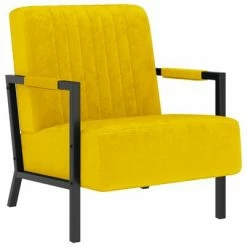 VidaXL Fauteuil Jaune moutarde Velours