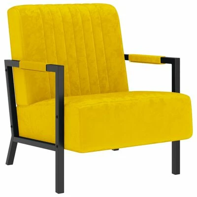 VidaXL Fauteuil Jaune moutarde Velours 3 VidaXL Fauteuil Jaune moutarde Velours
