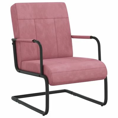 VidaXL Chaise cantilever Rose Velours 3 VidaXL Chaise cantilever Rose Velours