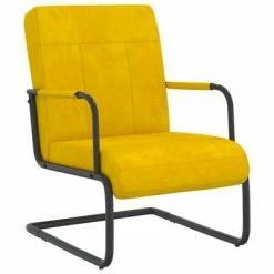 VidaXL Chaise cantilever Jaune moutarde Velours