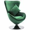 VidaXL Fauteuil pivotant en forme d’œuf et coussin Vert foncé Velours