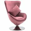 VidaXL Fauteuil pivotant en forme d’œuf avec coussin Rose Velours