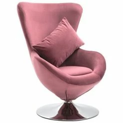 VidaXL Fauteuil pivotant en forme d’œuf avec coussin Rose Velours