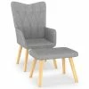 VidaXL Chaise de relaxation avec tabouret Gris clair Tissu