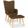 VidaXL Chaise de relaxation avec tabouret Marron Tissu