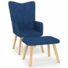 VidaXL Chaise de relaxation avec tabouret Bleu Tissu -Fauteuils Soldes image 1 327538