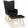VidaXL Chaise de relaxation avec tabouret Noir Tissu -Fauteuils Soldes image 1 327540