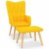 VidaXL Chaise de relaxation avec tabouret Jaune moutarde Tissu -Fauteuils Soldes image 1 327541