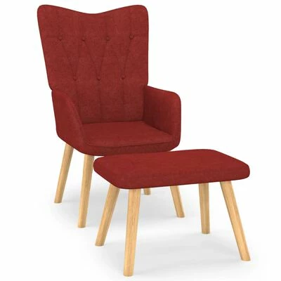 VidaXL Chaise de relaxation avec tabouret Rouge bordeaux Tissu 3 VidaXL Chaise de relaxation avec tabouret Rouge bordeaux Tissu