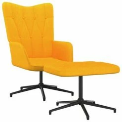 VidaXL Chaise de relaxation avec tabouret Jaune moutarde Tissu